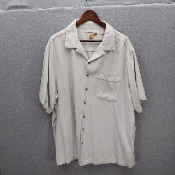 Caribbean Pineapple Silk/Cotton Hawaiian button down short sleeve Shirt Size 2x - Picture 1 of 6